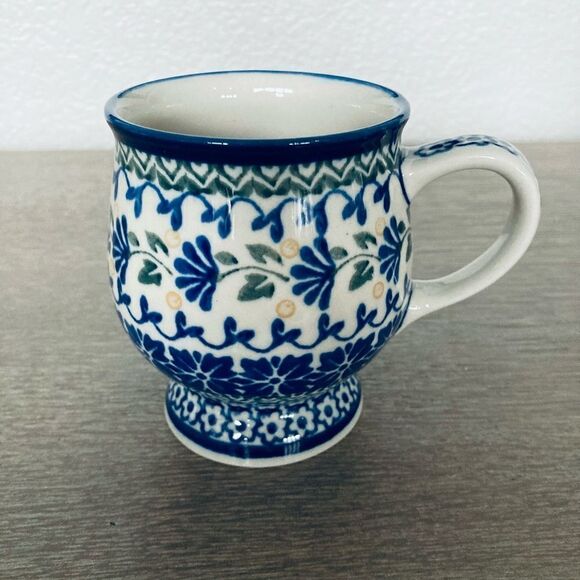 Boleslawiec 2-pc Polish Pottery Ceramic Mug Saucer Set - Picture 4 of 6